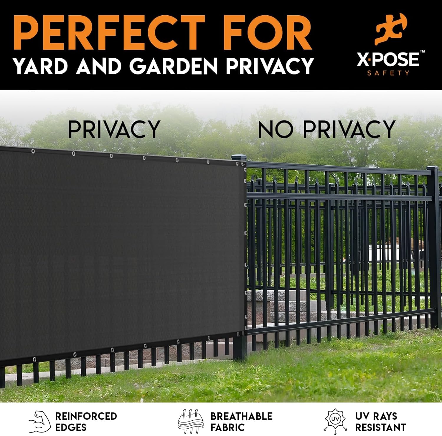 Xpose Safety Privacy Fence Screen 6’ x 50’ – Heavy Duty Black Mesh with 90% Visibility Block, UV Protection – Includes Cable Ties – for Garden, Yard, Nursery, Kennel, Dog Run, Greenhouse-VerdiqueGarden