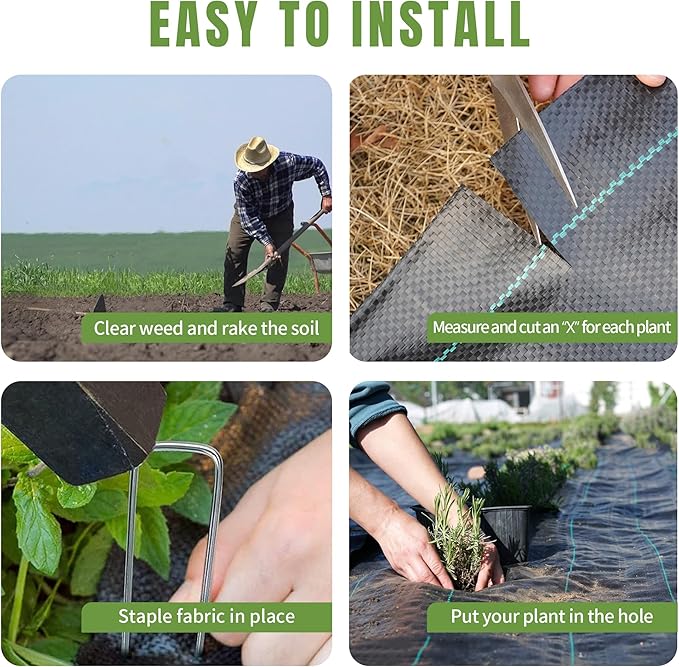 6.5ftx300ft Weed Barrier Landscape Fabric Heavy Duty, Premiun 3oz Garden Geotextile Fabric, Outdoor Weed Blocker Landscaping Fabric, for Driveway Mats, Erosion Control, Ground Cover Weed Barrier-VerdiqueGarden