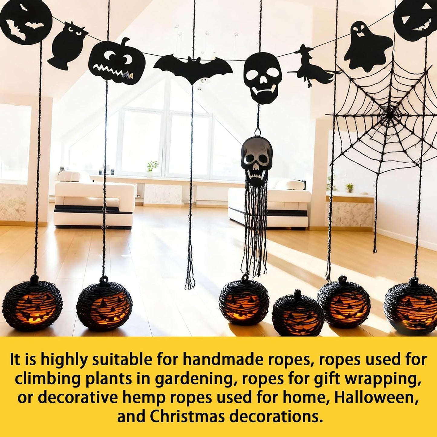 328 Feet 2mm Thick Black Natural Jute Twine, Garden Twine Heavy Duty Industrial Packing Materials String Wrapping, Arts, and Crafts, Halloween Wrapping, Gardening Applications-VerdiqueGarden