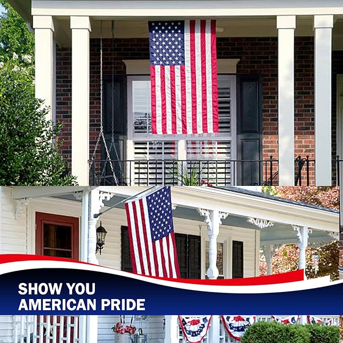 Homissor American Flag 10x15 for Outside US Flags Outdoor Heavy Duty United State USA Flag Embroidered Stars for All Weather High Wind Sewn Stripes With Brass Grommets-VerdiqueGarden