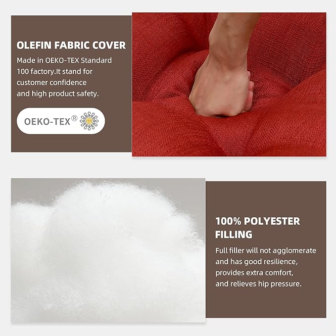 RACE LEAF Patio Chair Cushions 17x17 4 Pack, Thickened Outdoor Seat Cushions Water Resistant Stain Resistant Non-Slip Ties (Red)-VerdiqueGarden