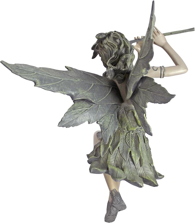 Design Toscano Fairy of the West Wind Shelf Sitting Garden Statue, 19 Inch Tall, Cast Stone Resin, Two Tone Stone Finish-VerdiqueGarden
