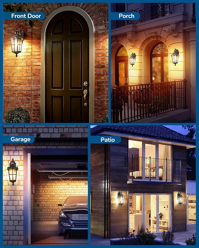 DEWENWILS Motion Sensor Outdoor Wall Lights Dusk to Dawn Exterior Light Fixture Wall Mount, Outdoor Porch Light with Water Ripple Glass, Wall Sconce Lantern for House Garage Patio-VerdiqueGarden