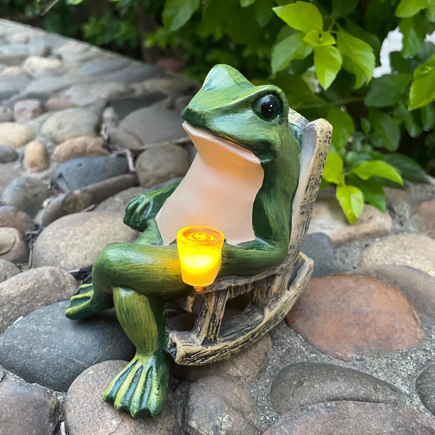 Frog Solar Lights Outdoor Garden Mini Frog Figurines Decor for Patio Yard Lawn Ornament Solar Garden Miniature Frog Decor Gift for Women Mother's Day Birthday Housewarming Gifts-VerdiqueGarden