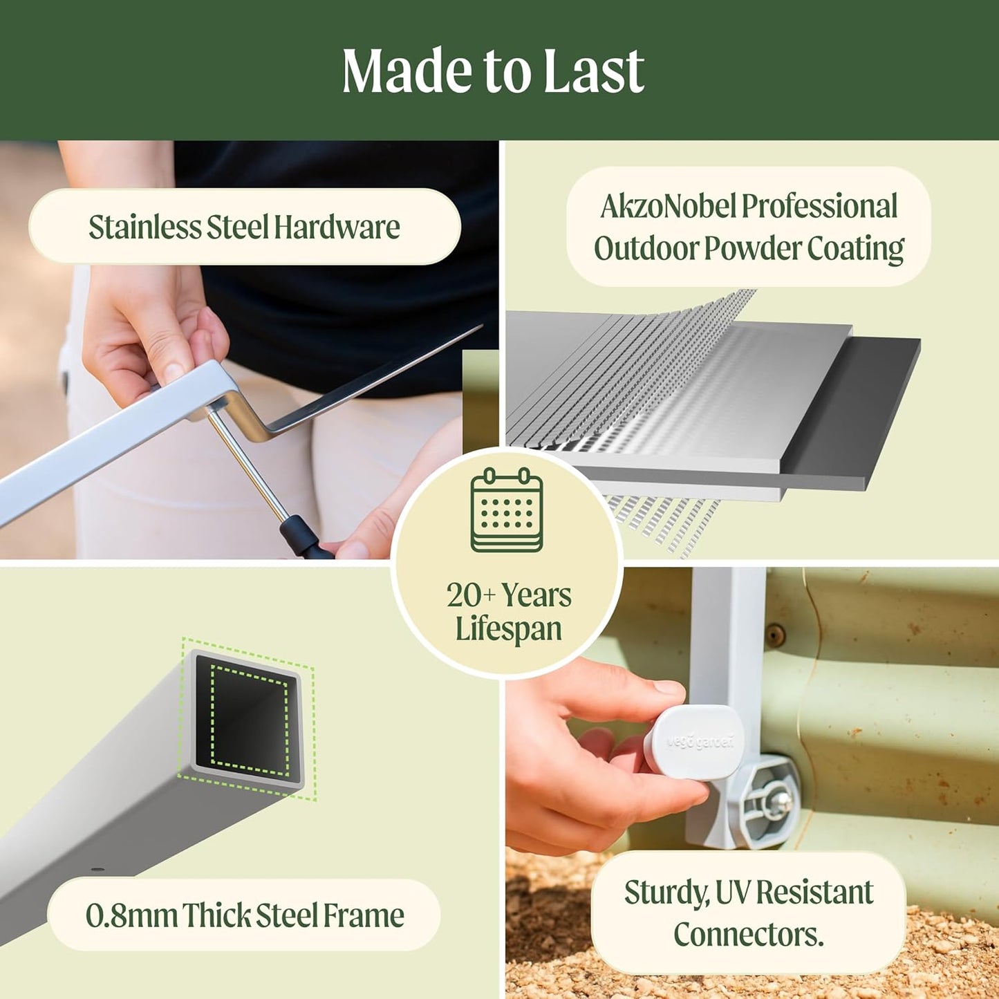 Vego Garden Modular Arched Trellis System Single Section 3.0' Long Trellis for 2.0‘ x 5.0' (4 in 1), 3.5' x 5.0' (6 in 1) or 5.0' x 5.0' (9 in 1) Garden Bed-VerdiqueGarden