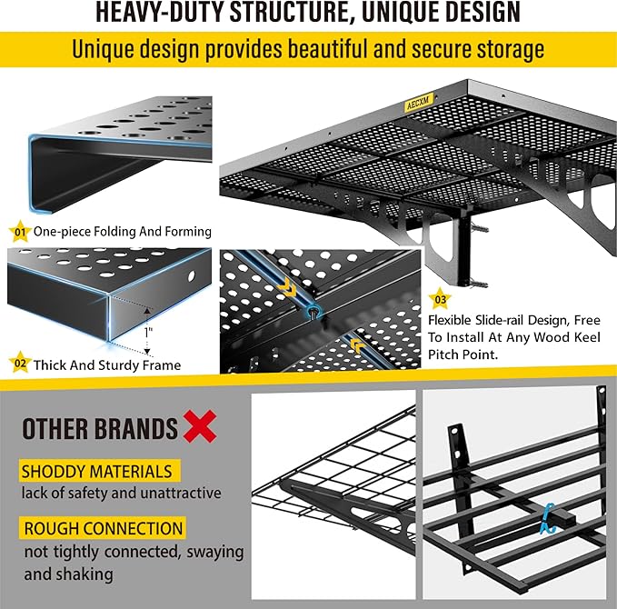 2-Pack 2x3ft Adjustable Garage Wall Shelving 560lbs Load Capacity Heavy Duty Wall Mounted Storage Shelf Metal Floating Shelves for Garage(Black)-VerdiqueGarden