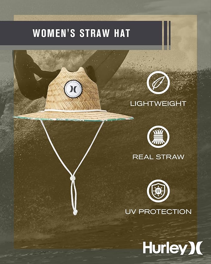 Hurley Women's Straw Hats - Real Straw Hat Medium Brim and Adjustable Chin Strap-VerdiqueGarden