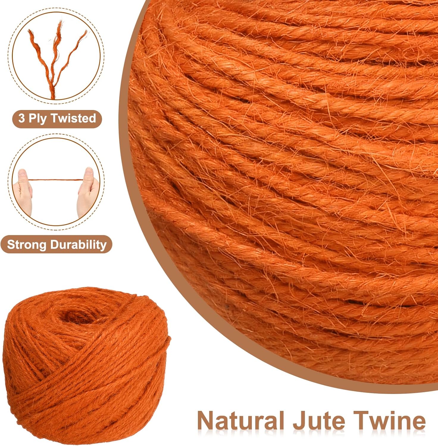 uxcell 328 Feet Natural Jute Twine String,2mm Thin Garden Twine Rope Colored Plant String Cord for DIY Art Crafts Gift Wrapping Decoration Packing Gardening Plant Hanger,Orange-VerdiqueGarden