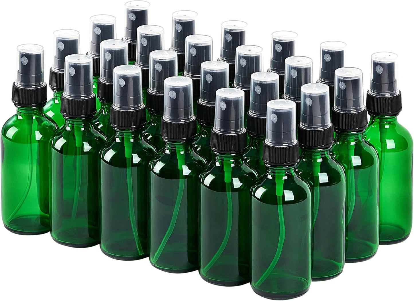 2 oz Glass Spray Bottles, Reusable Fine Mist Sprayer Small Spray Bottle, Leak-Proof Design, Perfect for Travel, Skin Care, Perfumes, Botanical, Cleansing (Green, 2oz-24pcs)-VerdiqueGarden