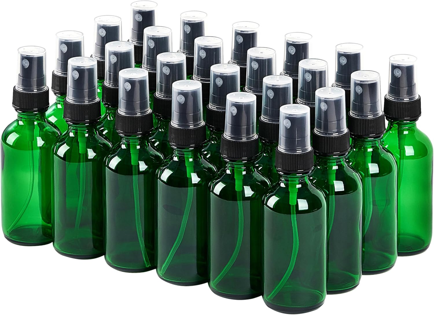2 oz Glass Spray Bottles, Reusable Fine Mist Sprayer Small Spray Bottle, Leak-Proof Design, Perfect for Travel, Skin Care, Perfumes, Botanical, Cleansing (Green, 2oz-24pcs)-VerdiqueGarden