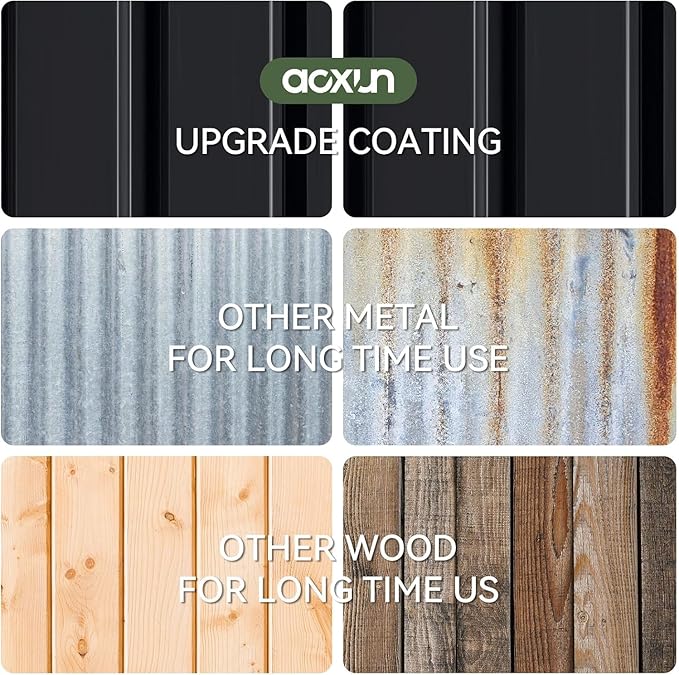 Aoxun 6.2x4 FT Shed Outdoor Galvanized Storage Shed with Large Lockable Doors for Lawn, Backyard, Patio (Black)-VerdiqueGarden