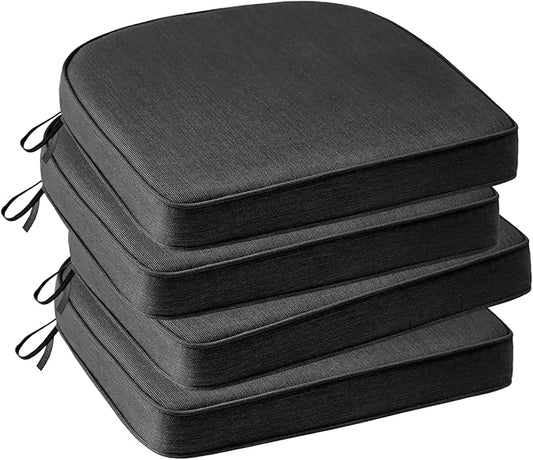 Outdoor Sunbrella Round Corner Seat Cushion, 17"x16"x2", Set of 4, Non Slip Seat Cushion Pads with Removable Cover for Patio Furniture, Garden Yard Lawn, Spectrum Carbon-VerdiqueGarden