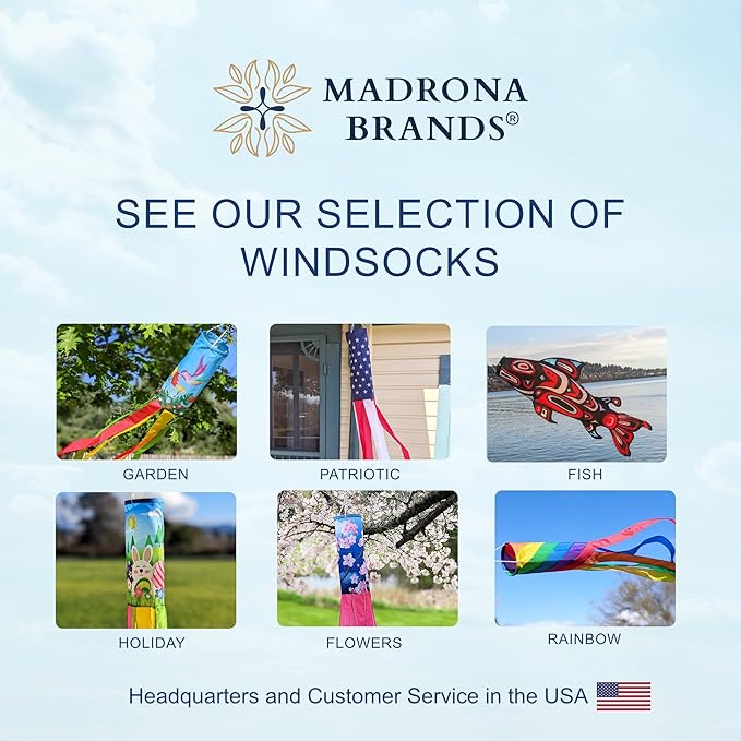 Madrona Brands Sunflower Windsock | Durable Outdoor Hanging Decoration | Yard, Garden, Patio, Home and More | 42-Inch-VerdiqueGarden