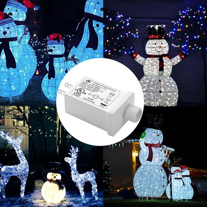 Replacement Yard Inflatable Adapter Power Supply Adaptor - 12V 1.0A 2Pcs - Inflatable Plug Replacement Class 2 Power Supply - White - for Christmas Tree Light/Thanksgiving Yard Blow Up Decorations-VerdiqueGarden