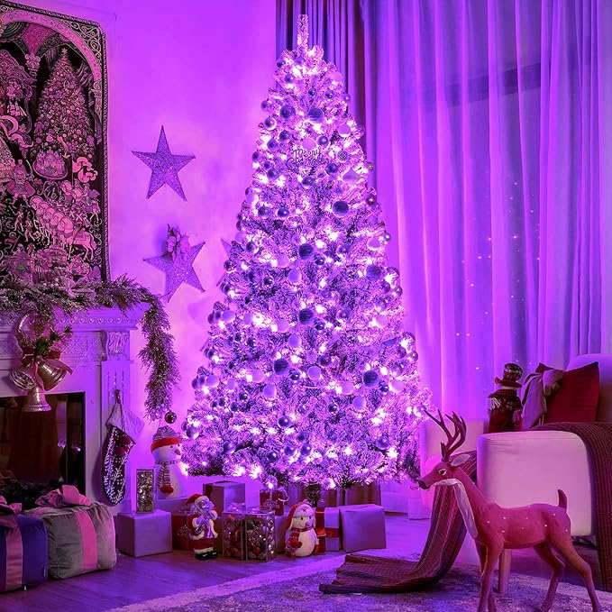 JMEXSUSS Purple Christmas Lights Indoor Outdoor Clear Wire, 66ft 200 LED Purple Lights for Christmas Tree, 8 Modes Purple String Lights Plug in for Christmas Bedroom Garden Party Xmas Decorations-VerdiqueGarden