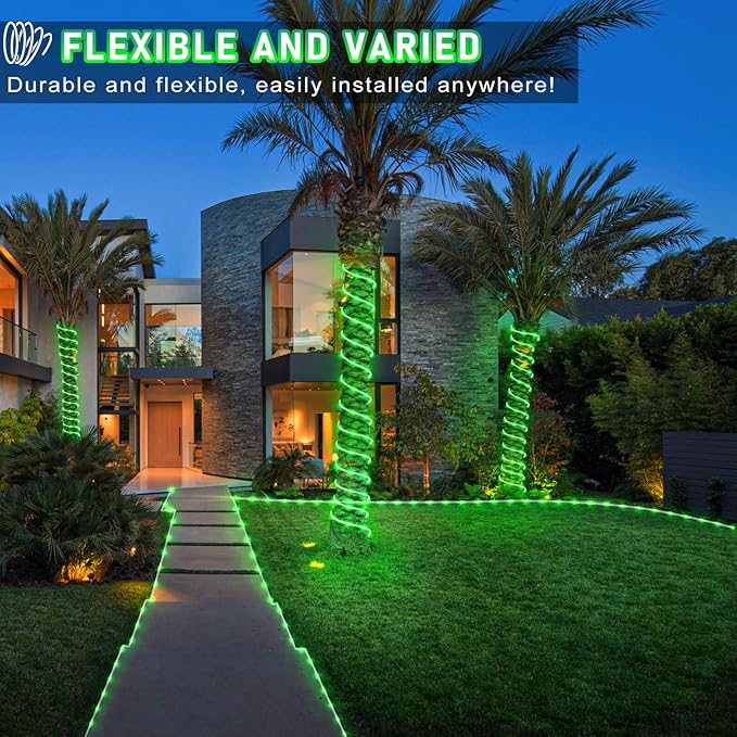 100FT 300 LED Rope Lights for Outside, St. Patrick Day String Lights Indoor with Waterproof 8 Modes, Connectable Plug in Fairy Twinkle Lights for Outdoor Patio Pool Party Holiday Decorations, Green-VerdiqueGarden