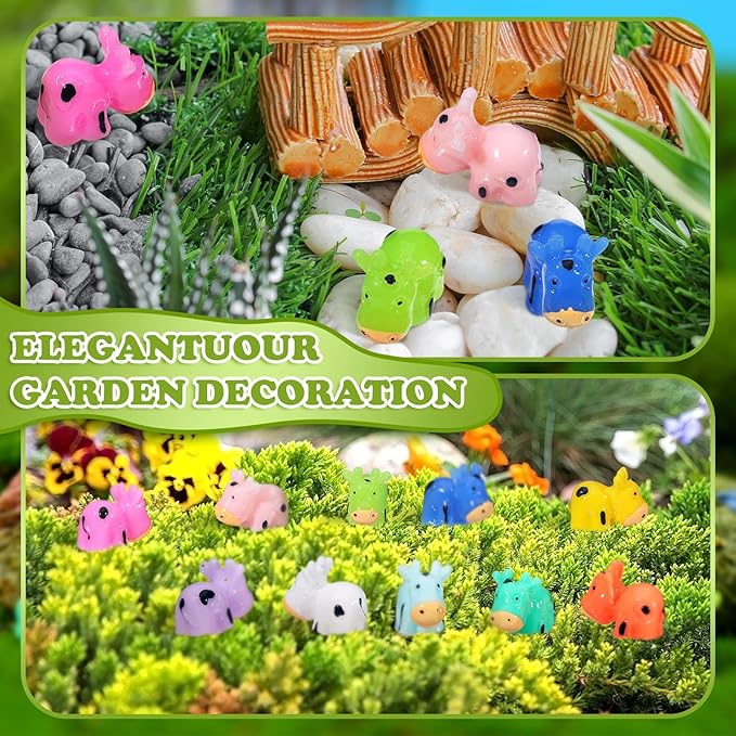 Liliful 200 Mini Resin Cows Bulk Small Plastic Cows Figurines Cute Miniature Cows Animals Figurines Ornament for Moss Landscape Decoration Dollhouse Garden DIY Crafts Accessories-VerdiqueGarden