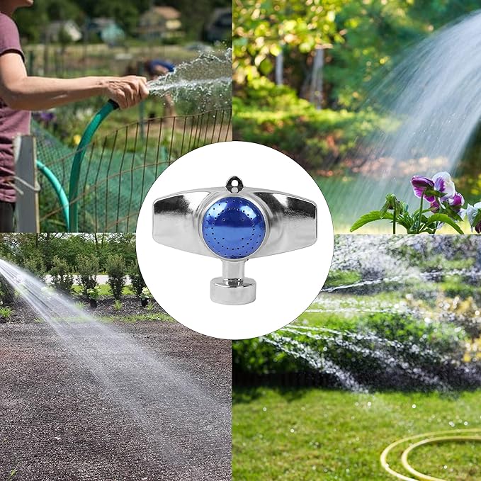 Hourleey 360 Degree Metal Spot Sprinkler, 2 Pack Circle Pattern Sprinkler with Gentle Water Flow for Small Area Yard Lawn Garden Watering, Coverage Up to 30FT (Blue)-VerdiqueGarden