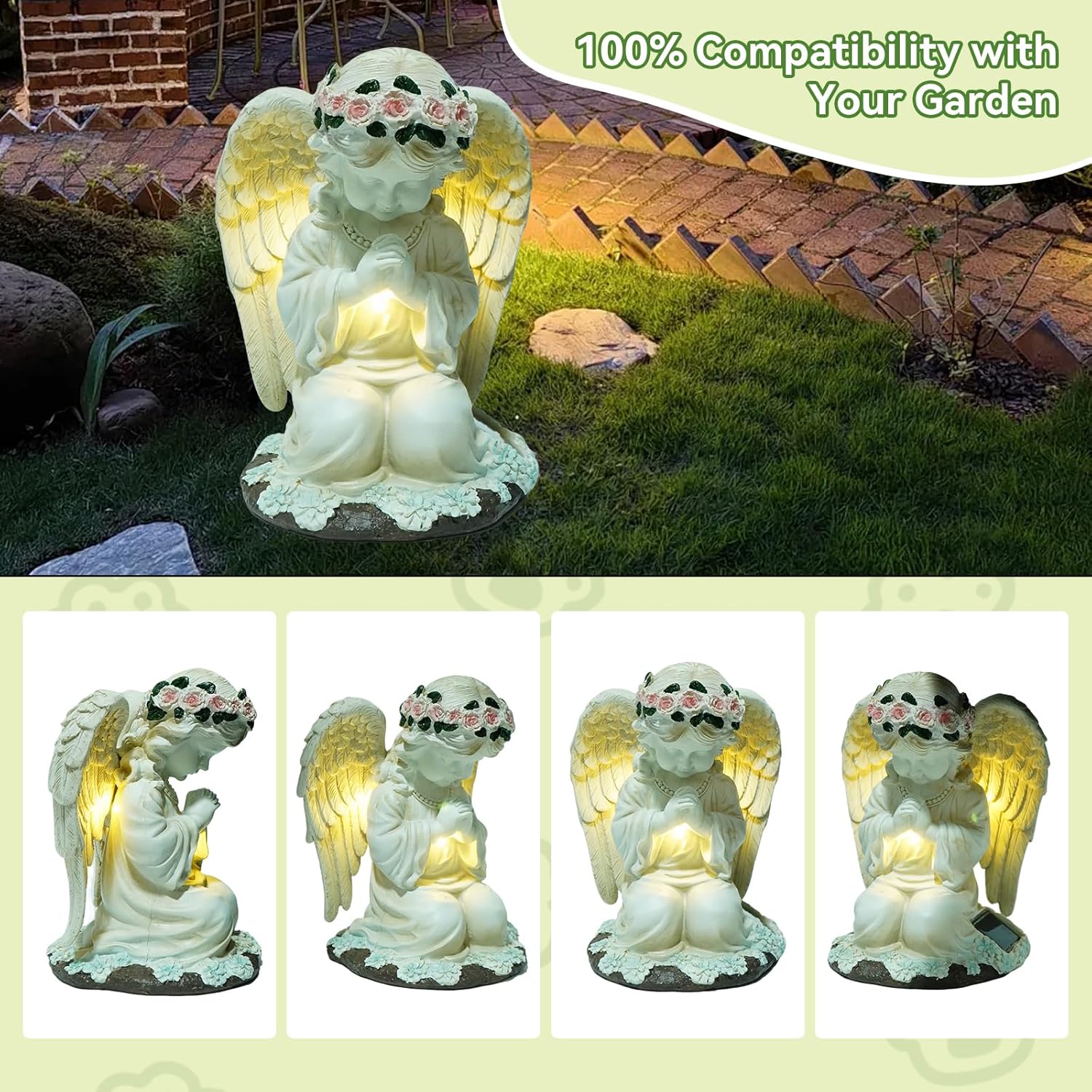 Solar Angel Garden Statues with LED Lights, Outdoor Decor for Patio Yard Balcony - Unique Housewarming Birthday Gifts for Women Mom Grandma-VerdiqueGarden