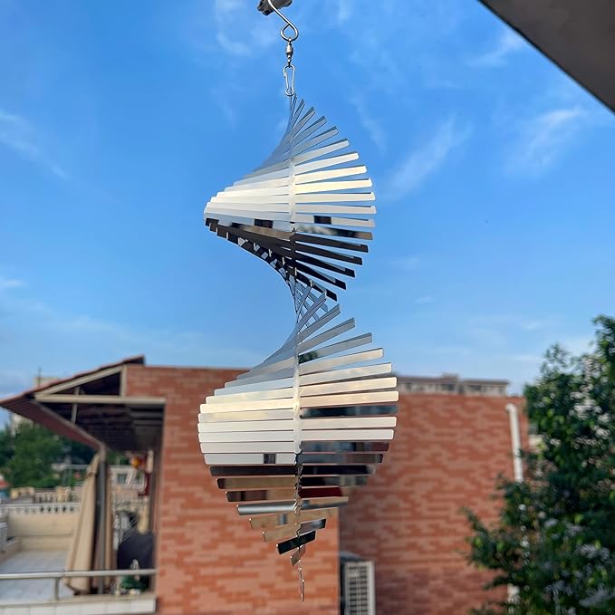 Hanging Wind Spinners Stainless Steel Metal Outdoor Garden Decor, Highly Reflective Bird Deterrent to Scare Birds Away from Yard Patio Farm 12inch-VerdiqueGarden