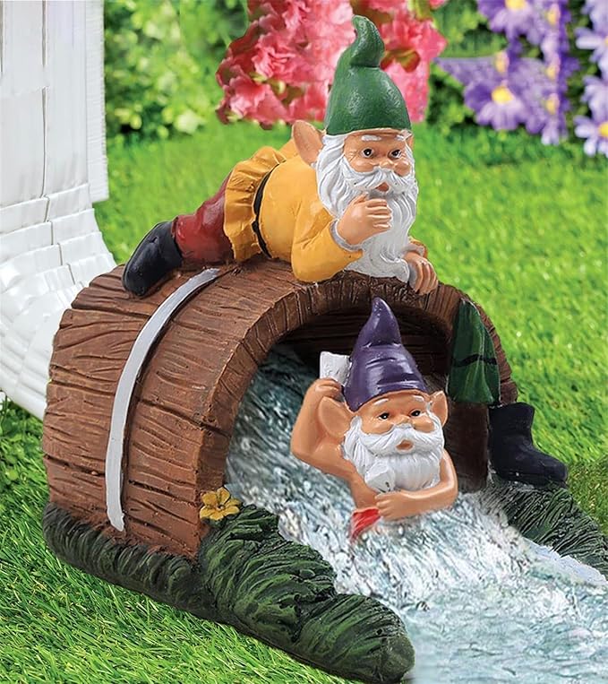 Decorative Gnome Gutter Extension, Elf Guardian Statue for Outdoor Gutter Splash Block, 3" x 4" Downspout Extender, Garden Rain Downspout Diverter-VerdiqueGarden