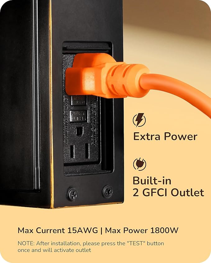 EDISHINE Dusk to Dawn Outdoor Wall Lights, Porch Light Fixture with GFCI Outlet, Exterior Wall Lantern with E26 Socket, Waterproof Outside Wall Sconce Wall Mount Lamp for Front Door, Patio, Garage-VerdiqueGarden