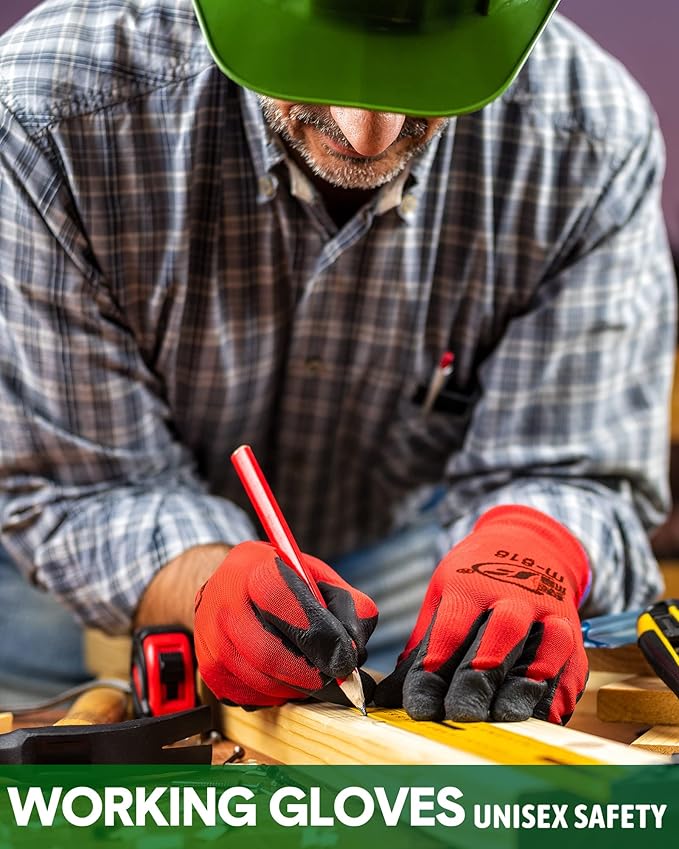 Nuogo 24 Pairs Gardening Gloves for Men Women Rubber Coated Landscaping Work Gloves Safety Work Construction-VerdiqueGarden