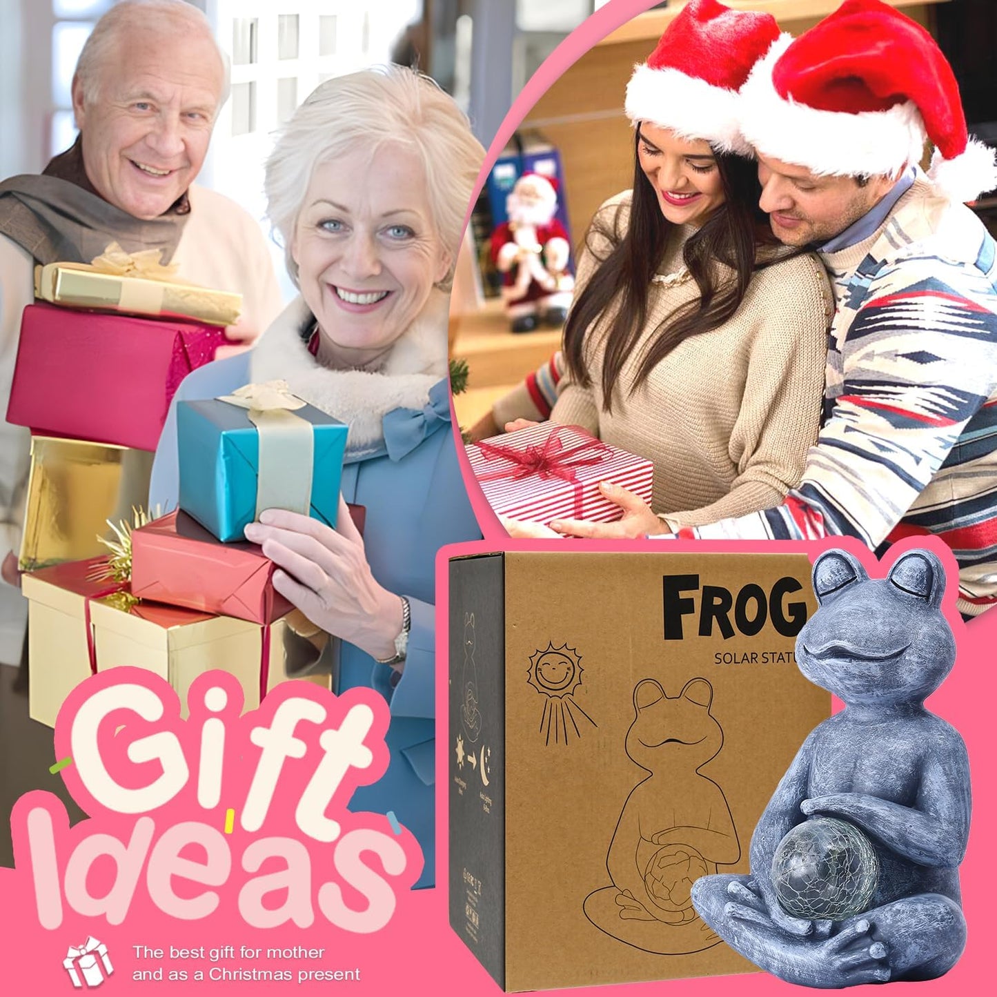 Goodeco Frog Statue with Solar Gazing Ball Lights - Zen Garden Statue for Outdoor Decor, Frog Gifts for Women & Moms, Housewarming Gifts-VerdiqueGarden