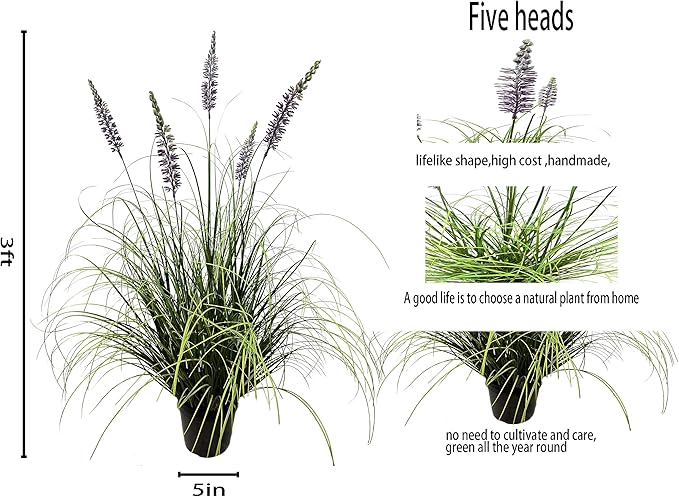 Artificial Plant 35in(1pack) Tall Artificial Lavender Plant,Faux Plants Indoor Home Decorative Artificial Plants & Flowers in Pot Fake Plant, House Plant Indoor-VerdiqueGarden