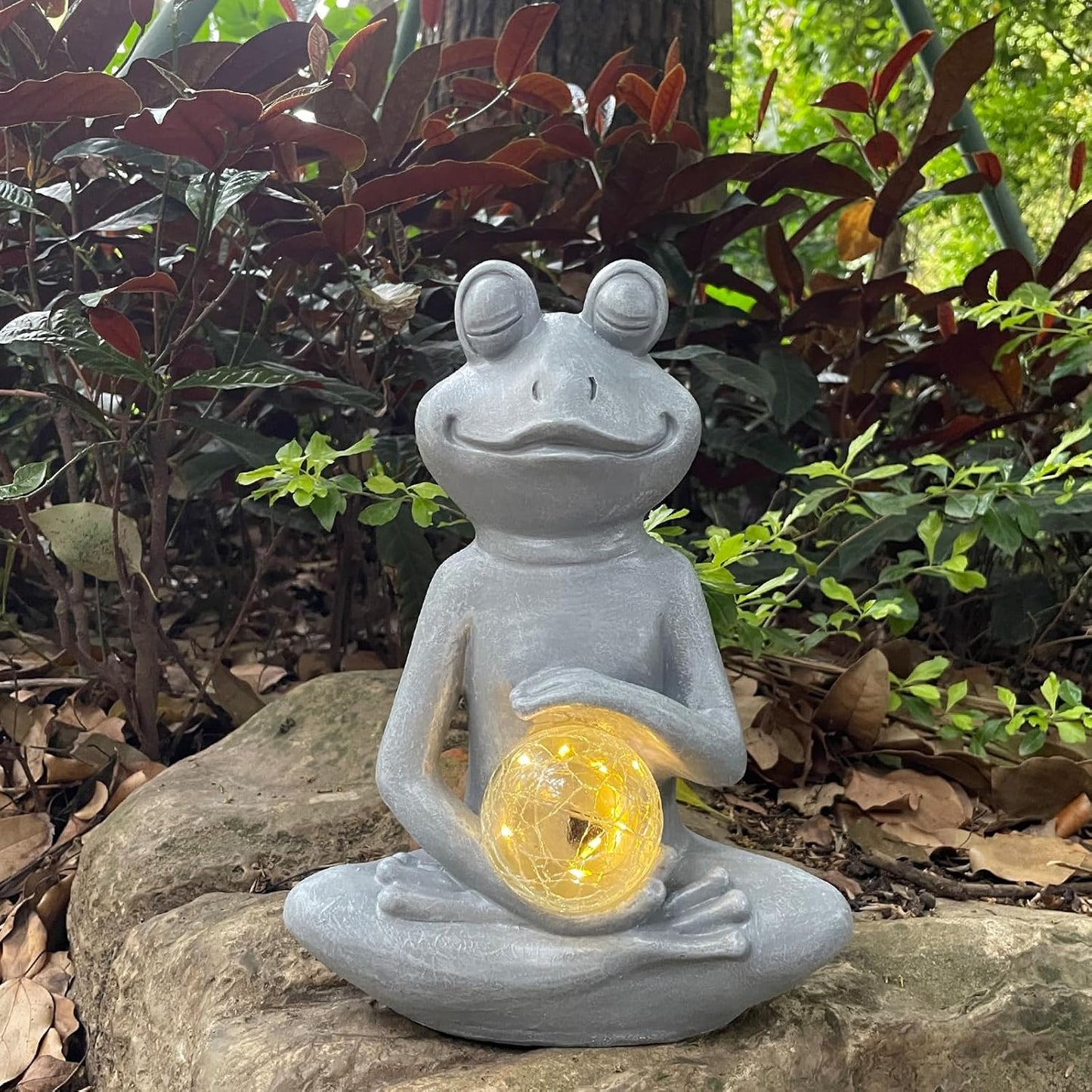 Solar Frog Garden Figurines Solar Lights Yoga Frog Statue for Outdoor Garden Patio Yard Frog Decor Gifts for Women Grandma Mother's Day Birthday Gifts-VerdiqueGarden