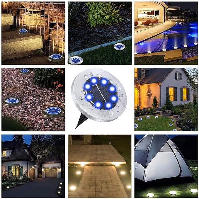 Solar Ground Lights, Waterproof Solar Garden Lights, Upgraded Outdoor Garden Waterproof Bright in-Ground Lights, Landscape Lights for Pathway,Yard,Deck,Lawn,Patio,Walkway (12 Pack Blue Light)-VerdiqueGarden