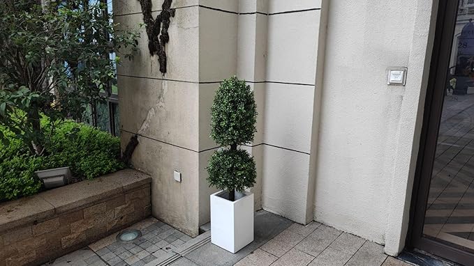 4ft Artificial Topiary Trees Boxwood Ball Shape Fake Trees Porch Decor, Outdoor Plants 2Pack-VerdiqueGarden