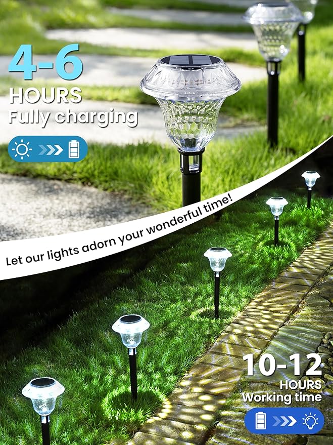 SOLPEX Solar Pathway Lights Garden Decor for Yard, Garden Lights Solar Powered Waterproof Landscape Lighting, Solar Outdoor Lights Porch Decor for Path Walkway Driveway (8 Pack Cold White)-VerdiqueGarden