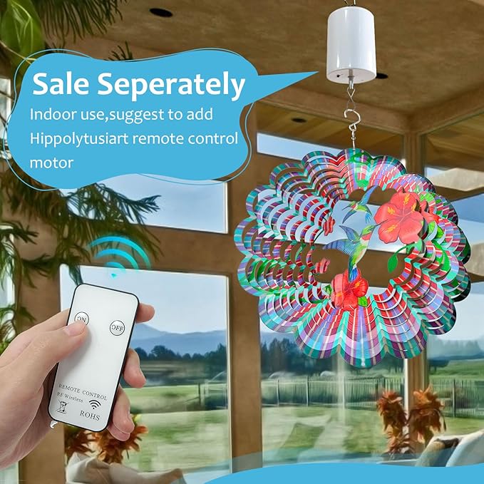 Hummingbird Wind Spinner,Hummingbird Gift for Women/Mother/Father,12In Stainless Steel 3D Wind Spinner Hanging Kinetic Yard Garden Christmas Ornaments,Outdoor & Indoor Wind Sculptures-VerdiqueGarden