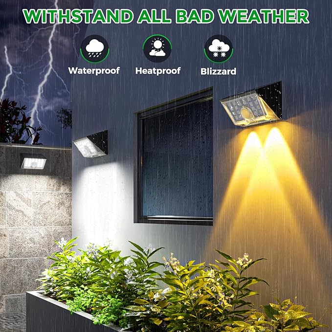 JSOT 22LED Solar Motion Sensor Lights Outdoor, Solar Lights Outdoor Waterproof IP65, Bright Wall Security Lighting for Outside Yard Front Door Fence - Cool White-VerdiqueGarden