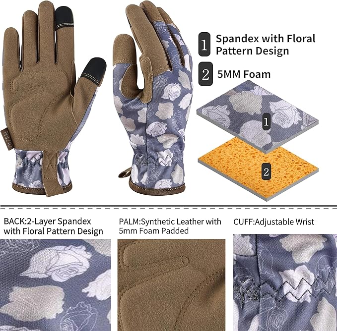 Gardening Gloves for Women and Men, Garden Gloves with Touch Screen, Thorn Proof Puncture Resistant Working Gloves, Gardening Gifts for Women, Size Small-VerdiqueGarden