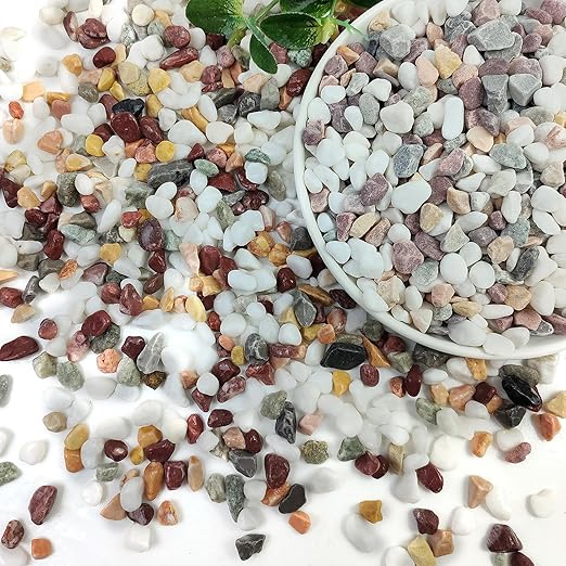 10lbs Mixed Color Pebbles for Landscaping, 3/8inch Small Rocks for Succulent Cactus Planters, Natural Polished Pebbles, River Rocks for Plants, Vases, Garden-VerdiqueGarden