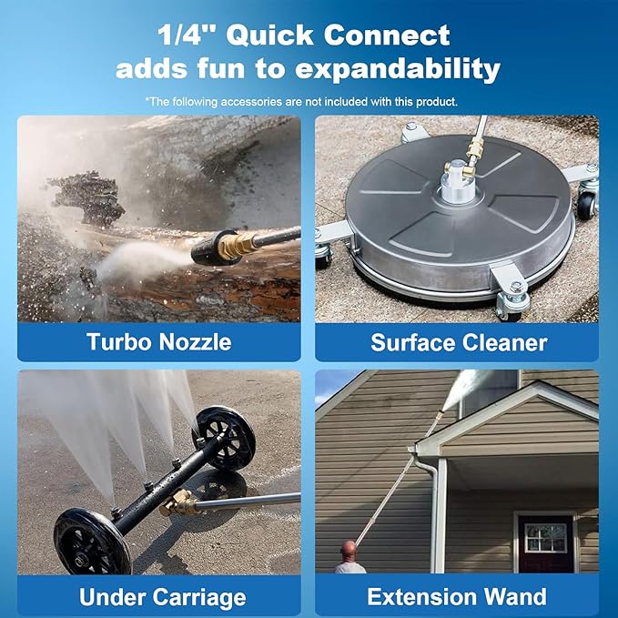 Electric Pressure Washer 5000PSI 4.0GPM Power Washers with M22-14mm Pressure Hose 33FT, Power Sprayers High Pressure with 1/4" QC Compatible Surface Cleaner for Home Cars Driveways, Blue-VerdiqueGarden