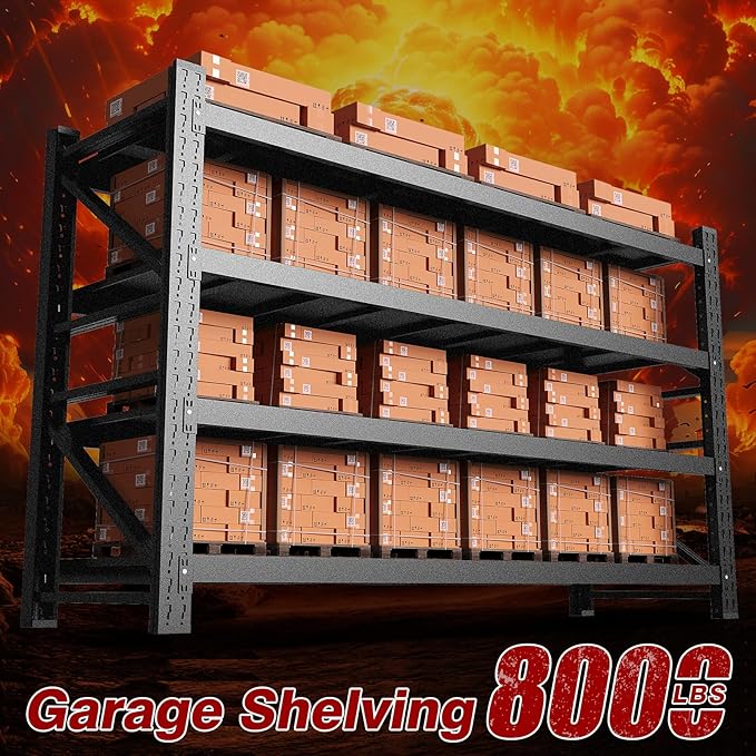 8000LBS Metal Steel Storage Shelves - 68" W Black 4 Tier Heavy Duty Rack Commercial Industrial Shelving with Adjustable Shelf for Basement Garage Warehouse - 68" W x 24" D x 63.4" H-VerdiqueGarden
