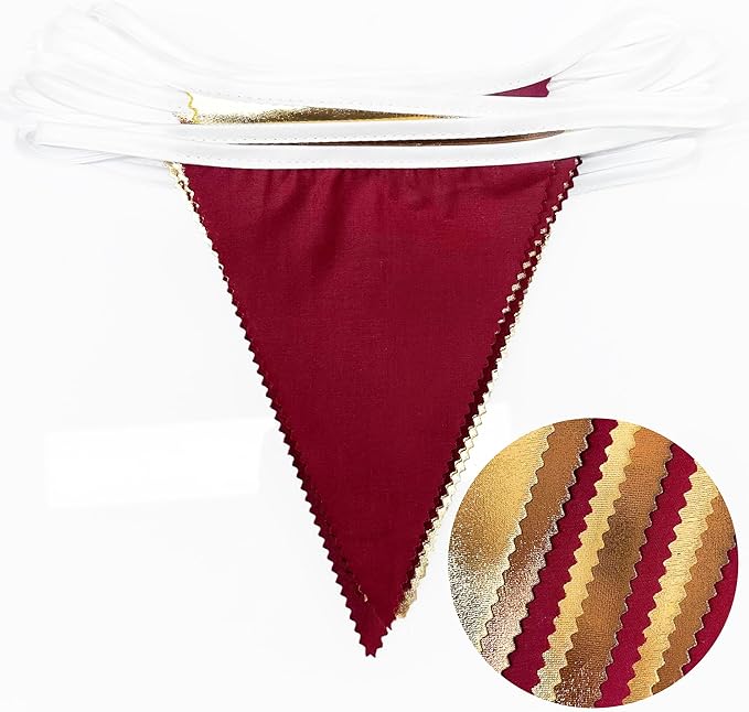 Fall Party Decorations Maroon Gold Brown Metallic Fabric Triangle Pennant Banner Burgundy Flag Bunting Garland for Autumn Thanksgiving Wedding Birthday Bridal Shower Engagement Graduation Garnet Party-VerdiqueGarden