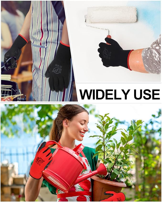 Nuogo 48 Pairs Gardening Gloves for Men Women Rubber Coated Safety Work Gloves Bulk for Gardening Construction Work-VerdiqueGarden