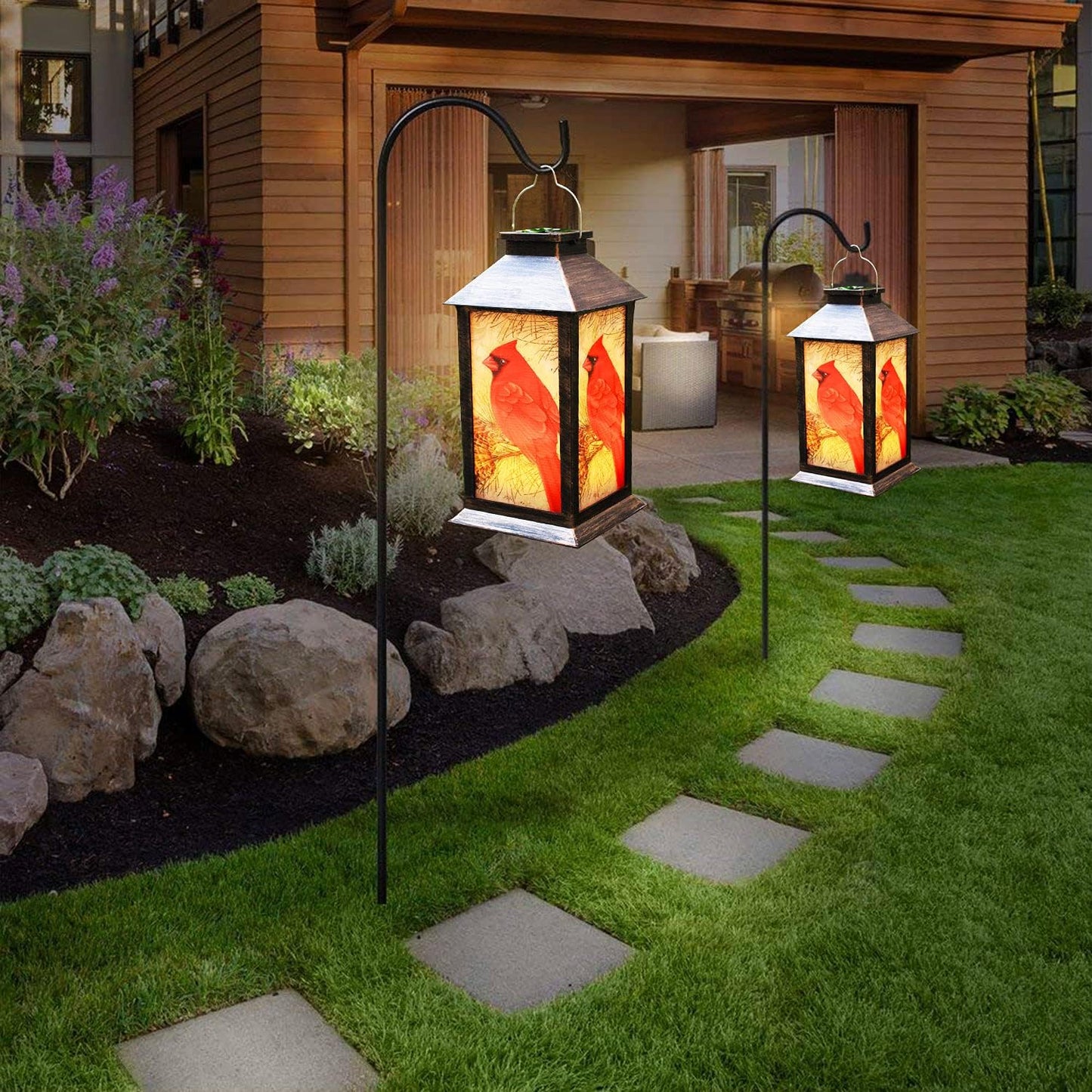 Solar Lanterns, Outdoor Hanging Lanterns Waterproof LED Solar Cardinal Lights Tabletop Lamp for Outdoor Patio Garden as Gifts for Mom Grandma Women-VerdiqueGarden