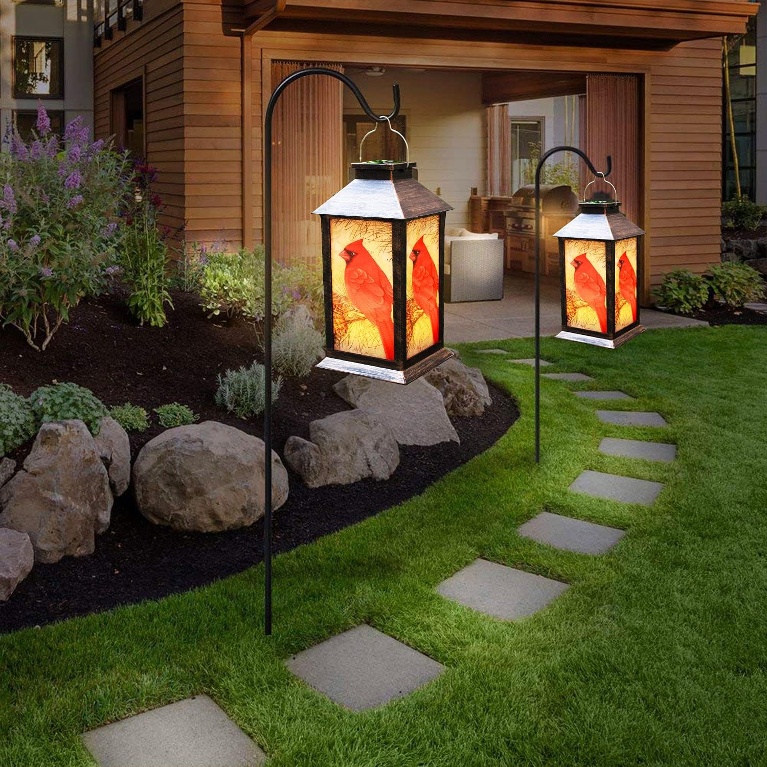 Solar Lanterns, Outdoor Hanging Lanterns Waterproof LED Solar Cardinal Lights Tabletop Lamp for Outdoor Patio Garden as Gifts for Mom Grandma Women-VerdiqueGarden