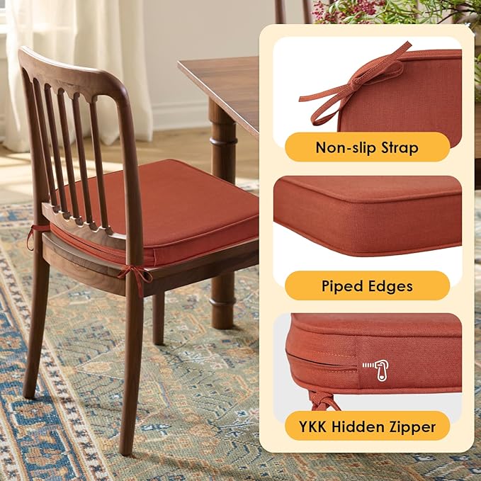 Outdoor Sunbrella Round Corner Seat Cushion, 17"x16"x2", Set of 4, Non Slip Seat Cushion Pads with Removable Cover for Patio Furniture, Garden Yard Lawn, Spectrum Grenadine-VerdiqueGarden