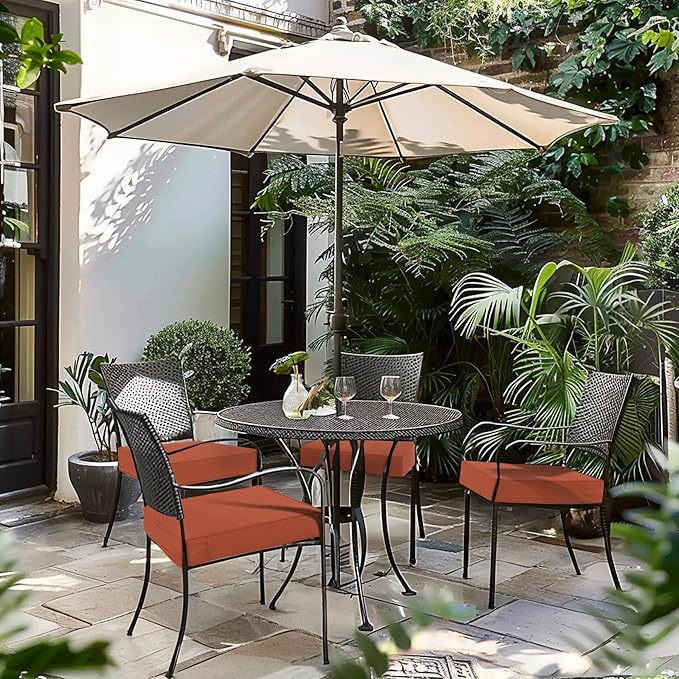 Favoyard Patio Chair Cushions 18.5 x 16 x 3 Inch Waterproof Outdoor Seat Cushions for Patio Furniture 3-Year Color Fastness Garden Sofa Couch Chair Pads with Handle & Adjustable Straps Set of 2, Spice-VerdiqueGarden