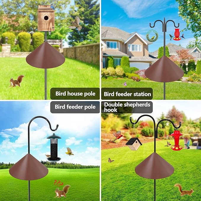 Gtongoko 19 Inch Squirrel Baffle for Bird Feeder Pole Squirrel Guards for Shepherds Hook Stopper for Bird Feeders Brown 1 Pack-VerdiqueGarden