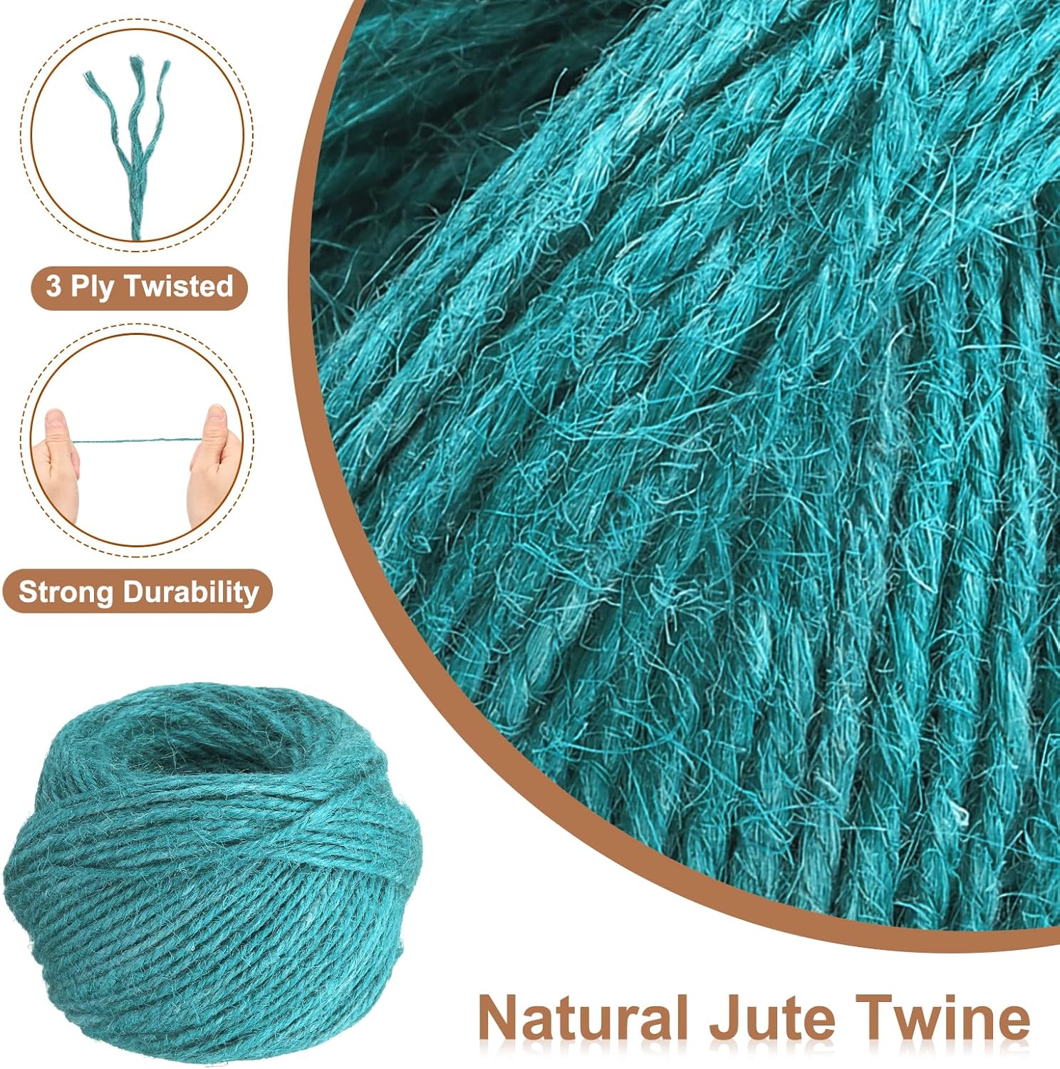 uxcell 164 Feet Natural Jute Twine String,2mm Thin Garden Twine Rope Colored Plant String Cord for DIY Art Crafts Gift Wrapping Decoration Packing Gardening Plant Hanger,Bright Blue-VerdiqueGarden