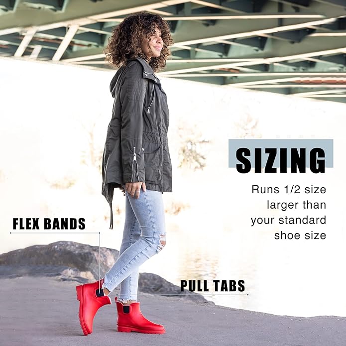 NORTY - Womens Ankle Rain Boots - Ladies Waterproof Winter Spring Garden Boot runs ½ size large-VerdiqueGarden