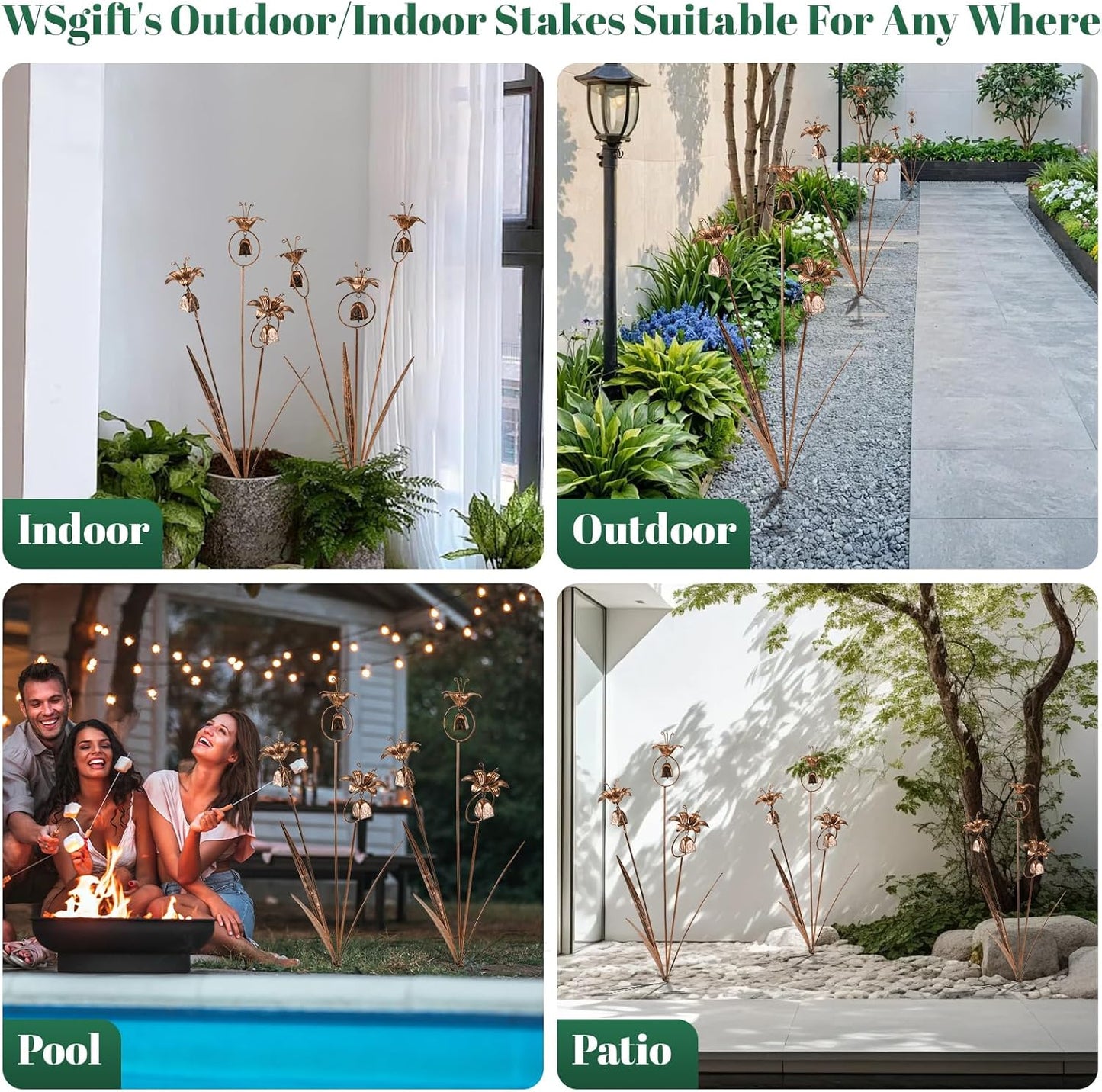 Metal Bronze Calla Lily Flowers with Bells for Outdoor Garden Decor-VerdiqueGarden