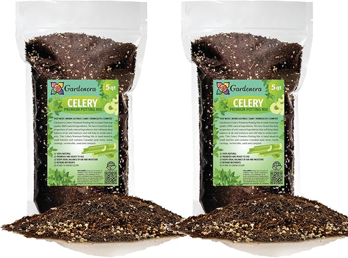 Premium Celery Potting Soil Mix - Optimal Nutrient-Rich Blend for Thriving and Crisp Celery Plants - 10 Quart-VerdiqueGarden